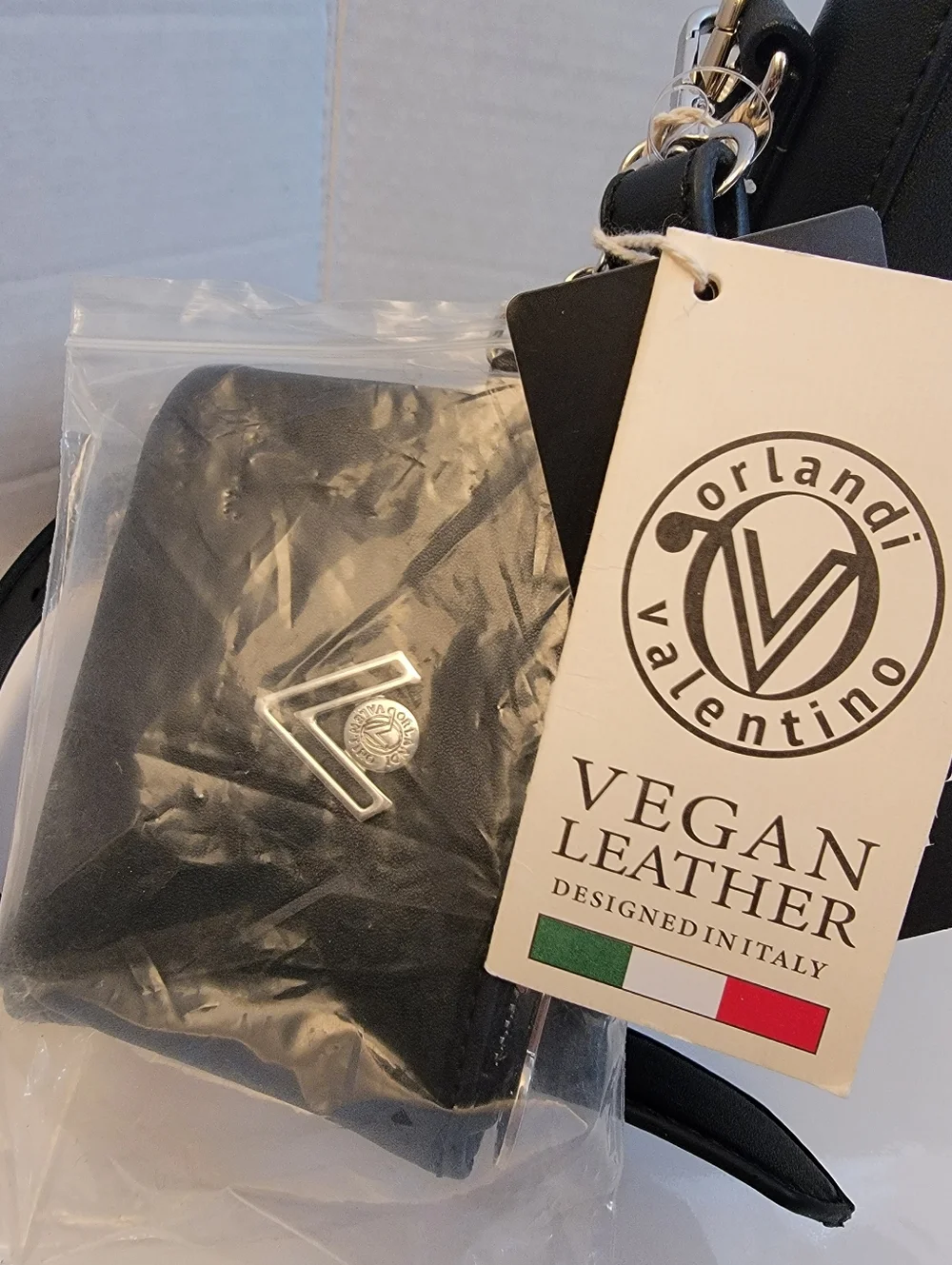 Nwt Valentino Orlandi Vegan Leather Black Crossbody Bag + Wallet - Picture 3 of 16